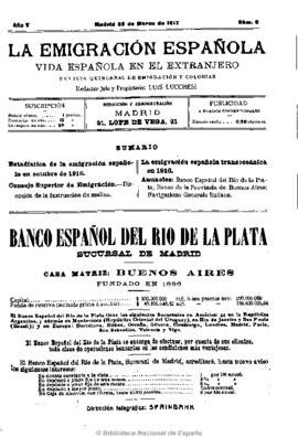 La Emigración española : vida española en el extranjero : revista quincenal de emigración y colon...